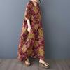 V-neck Retro Long Skirt Cotton Linen Dress