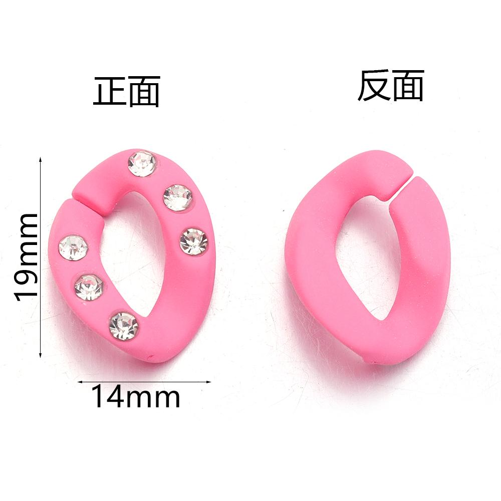 20pcs 19x14mm Acrylic Link Chain Clasp Colorful Open Buckle Beads Connector With Diamond For Jewelry Making Necklace Bag Chain