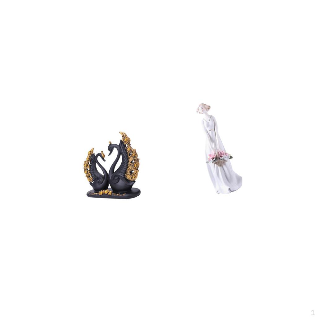 European Swan Lady Resin Porcelain Figurine Sculpture Modern Art Animal Statue Nordic Girl Ornament