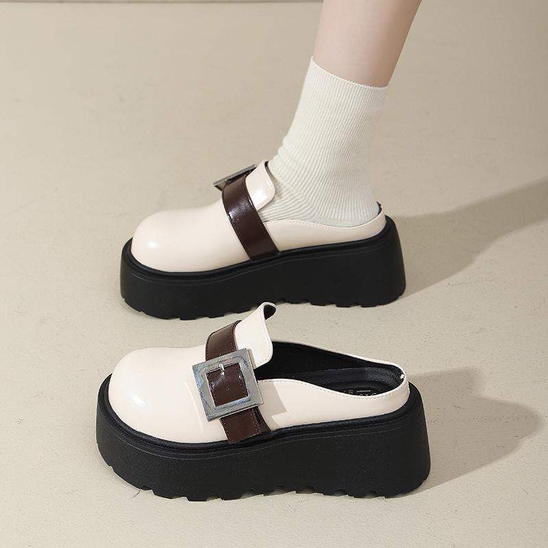 Muffin Thick-soled Bag Head Half Slippers Women's Summer Wear 2025 New One-pedal Comfortable Big Head Casual Cool Slippers