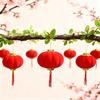 Flannel Chinese New Year Lantern Mini Red Lucky Hanging Lanterns with Tassel for Spring Festival Party Wedding Supplies
