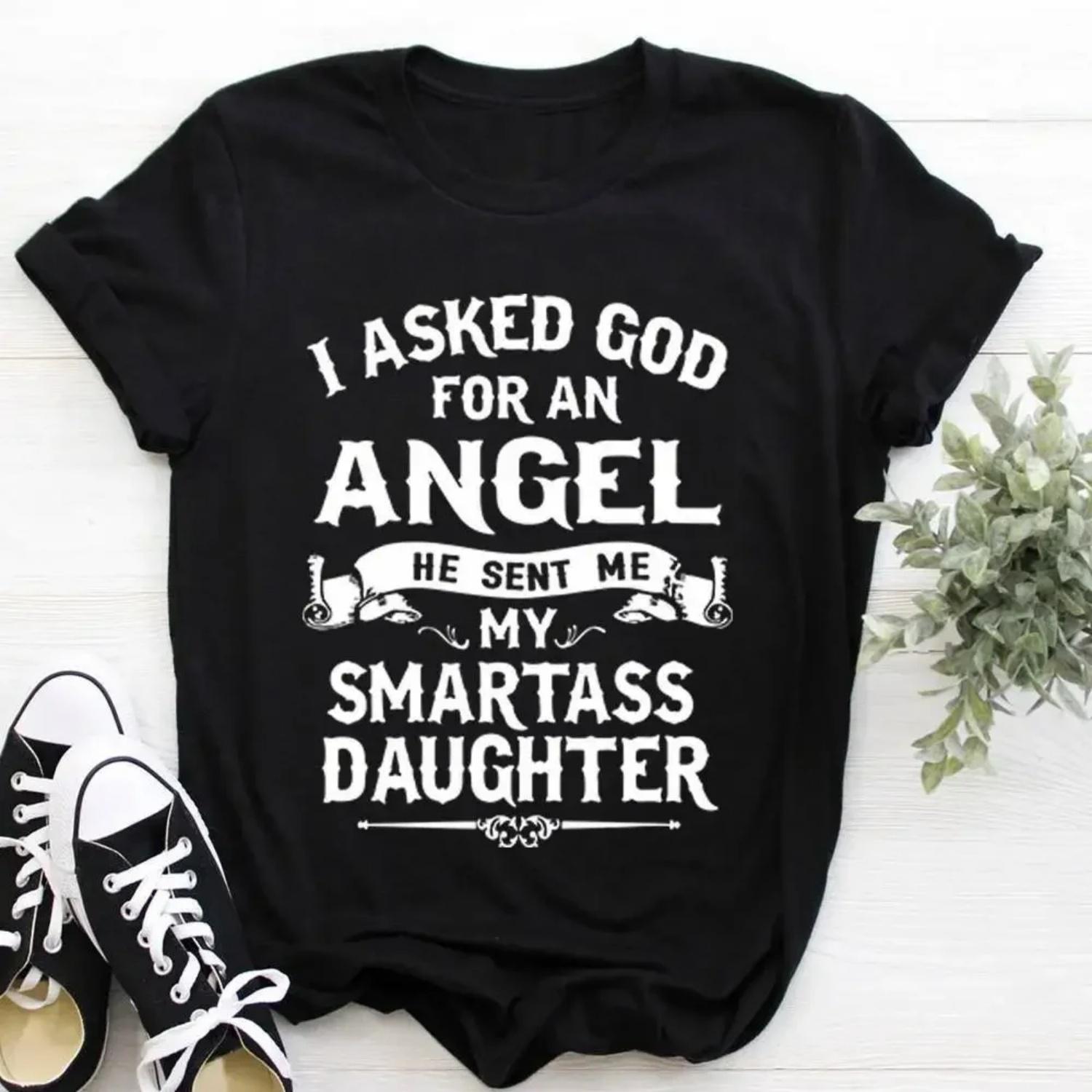

My Daughter Is Angel Print Women T Shirt Short Sleeve O Neck Loose Women Tshirt Ladies Tee Shirt Tops Clothes Camisetas Mujer XXXXXL чорний