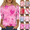 3/4 Sleeve Shirts For Women Print Graphic Tees Blouses Casual Basic Tops Pullover