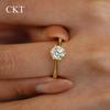CKT 100% Tikras 18k Aukso Žiedas Moissanite 1ct Su Prabangiais Vestuviniais Papuošalais Moterims Vasaros Sužadėtuvių Dovana Nerūdijantis