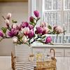 Luxury Jade Orchid Set of 6- Realistic Petals and Leaves, Decorative Living Room Entrance Table Ornament Suitable for Home, Office, 3 Purple 3 Pink