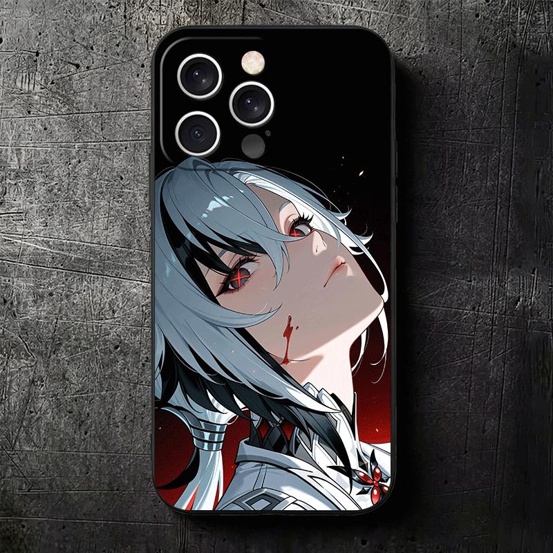 Genshin Impact Arlecchino Soft Phone Case for iPhone 16 16E 17 Air 15 Pro Max 14 Plus 13 Mini 11 12 7 Black Cover Back Shell