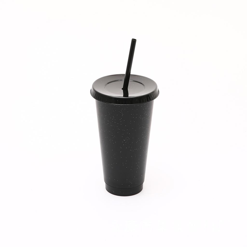 1 Stück 710ml Becher mit Deckel & Strohhalmen Wiederverwendbare Plastikbecher Eiskaffee Große Wasserflasche Party Kaltbecher Sommer Trinkgeschirr