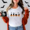 Schwarze Katze Kürbis Grafik T-Shirts Damen Trendig Halloween Retro Wesentlich Klassische Oberteile Katzenliebhaber Gruselige Saison Halloween T-Shirt
