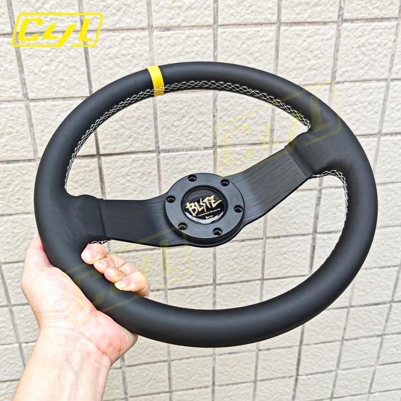 JDM BLITZ Style 2 Spoke Steering Wheel Universal 12.6inch Deep Corn Racing Drift Steering Wheel