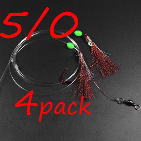 4 torby 3/0 4/0 5/0 czerwony nikiel okrągły haczyk duży Flash Sabikis łapacz dorsza sprzęt wędkarski z koralikiem Lumo sprzęt do połowów morskich