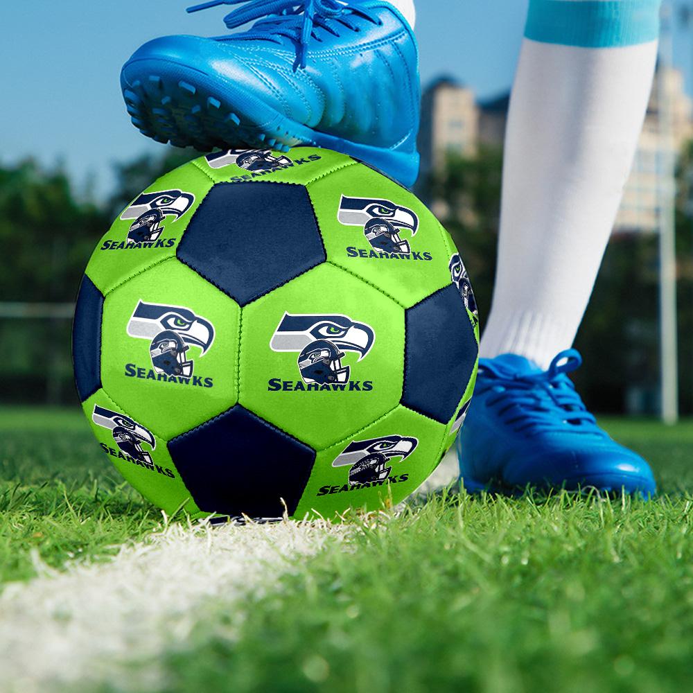 Seahawks Indoor Soccer Ball Colorful All Ages Size 5 Machine Stitched PVC Competition Ready Durable High-Bounce