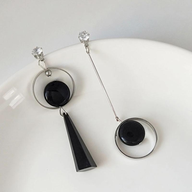 Asymmetrical AB Version Of The Circle Of European And American Fashion Exaggerated Long Earrings Korean Personality Earrings