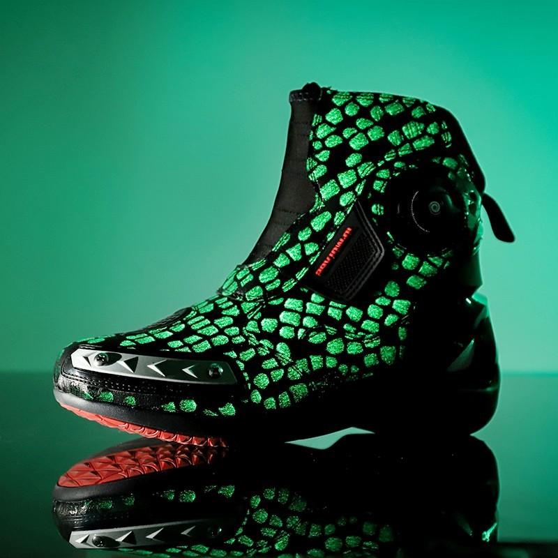 Large-sized Chinese Motorcycle Racing Shoes Waterproof Shockproof and Wear-resistant Men's Women's Luminous Riding Boots Knobs