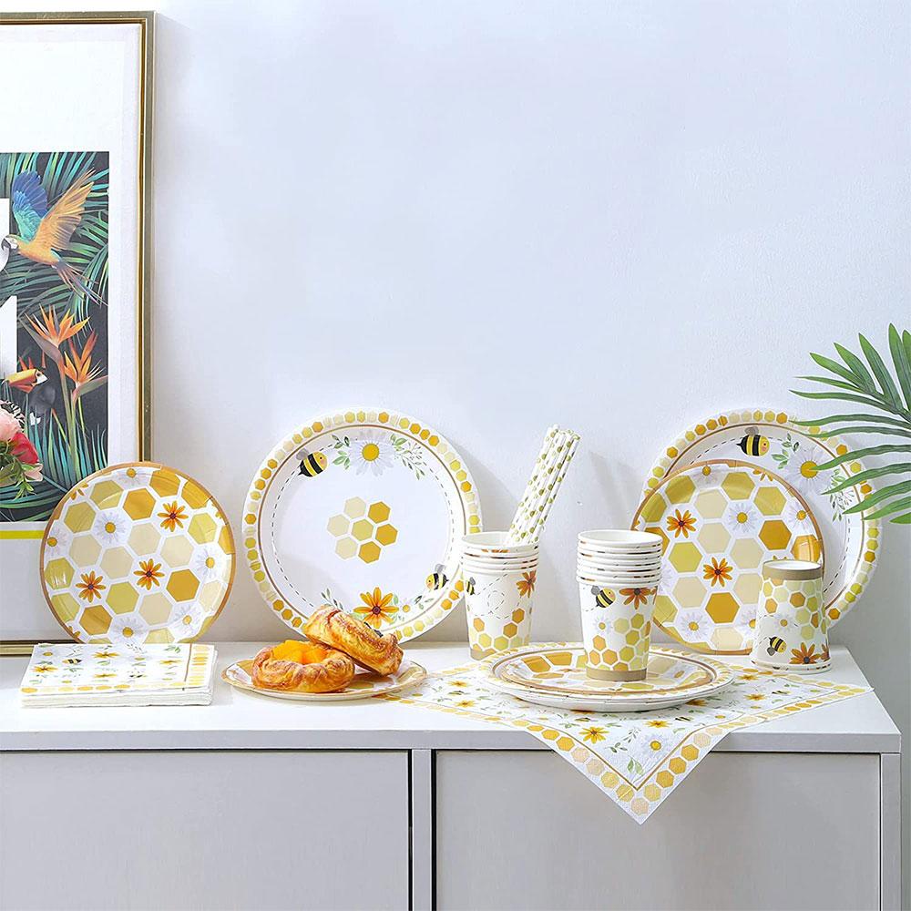 

Bumble Bee Theme Party Decoration Tableware Paper Cup Plate Napkins Tablecloth Baby Shower Balloons Kids Birthday Party Supplies