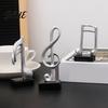 Black Resin Music Figurine 3Pcs Minimalist Note Sculpture Treble Clef & Eighth Quarter