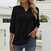 Women's Casual Loose-fitting Spring/Summer Stand Collar Mid-Sleeve Shirt Pom-Pom Top