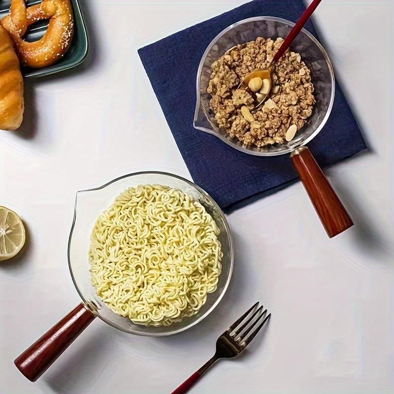 Multi-functional Glass Cooking Pots Milk Instant Noodle Pot Soup Pots Wooden Handle Open Flame Heating Kitchen Cookware Clay Pot