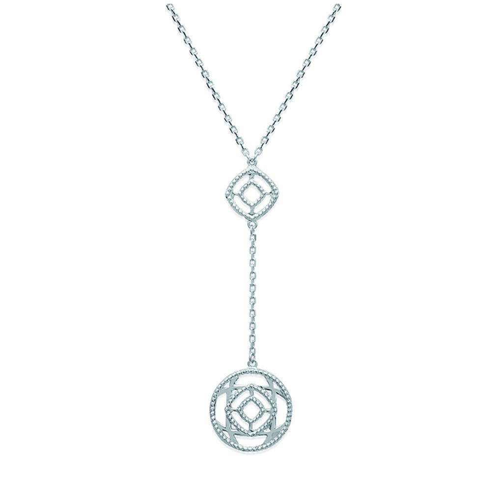 Les Trésors De Lily [K3716] - 'Choréographie' Silver Necklace (rhodium-plated) - 60x17 Mm
