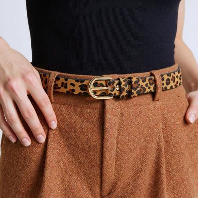 Adjustable Synthetic Leather Strap For Pants Fashionable Waistband With Polished Metal Detail