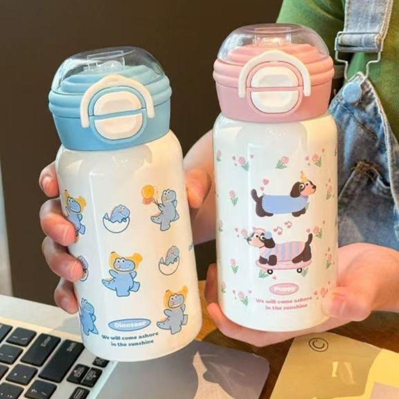 Söt 500ML Vakuummugg Isolering Eller Kylning Högkapacitetsisolerad Mugg Termosmugg för Studentbarn Sugrörsmugg Gåva