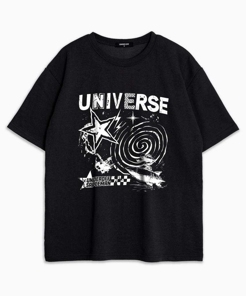 UNDEROFF Oversized Crew Neck Spaceman Short Sleeve T-Shirt Black