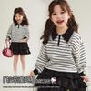 Girls' Striped Lapel Sweatshirt
