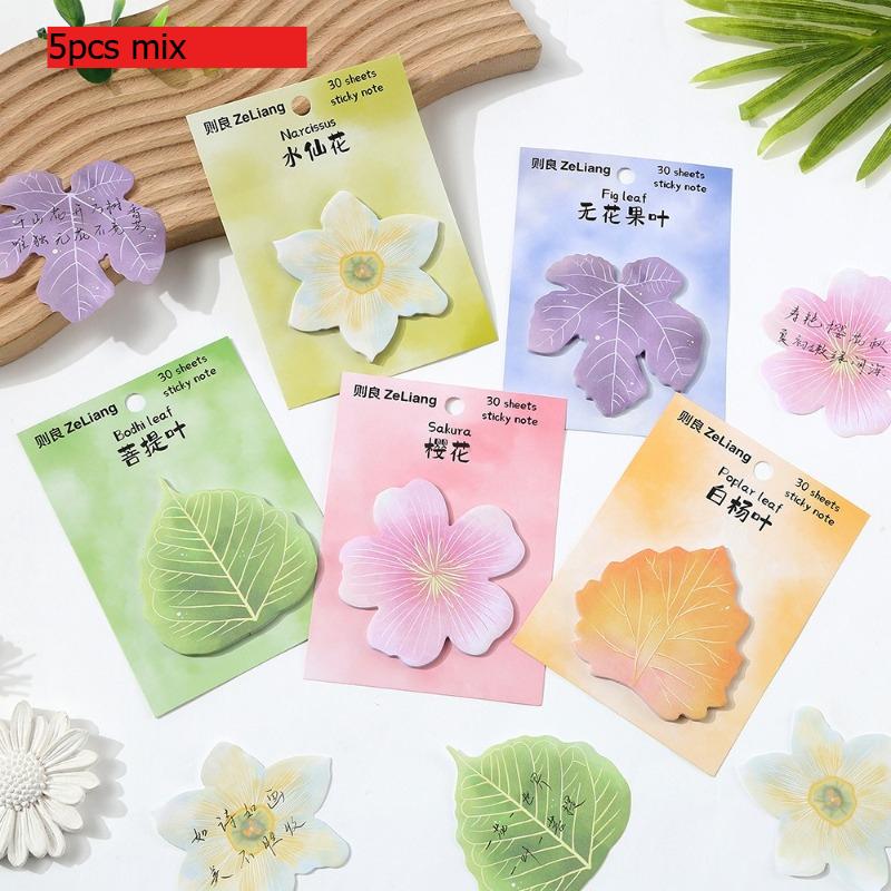 Office School Supplies Leaves and Flowers Special Shaped Sticky Notes Cartoon Wholesale Cute Memo Pad N Times Paper Kawaii
