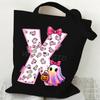 Halloween personalized print student canvas bag tutoring bag 26 letters fashion shoulder bag women large capacity