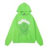Spider Web Print Hooded Sweatshirt Set Men Women Loose Fit Cotton Fleece Streetwear Winter Outfit