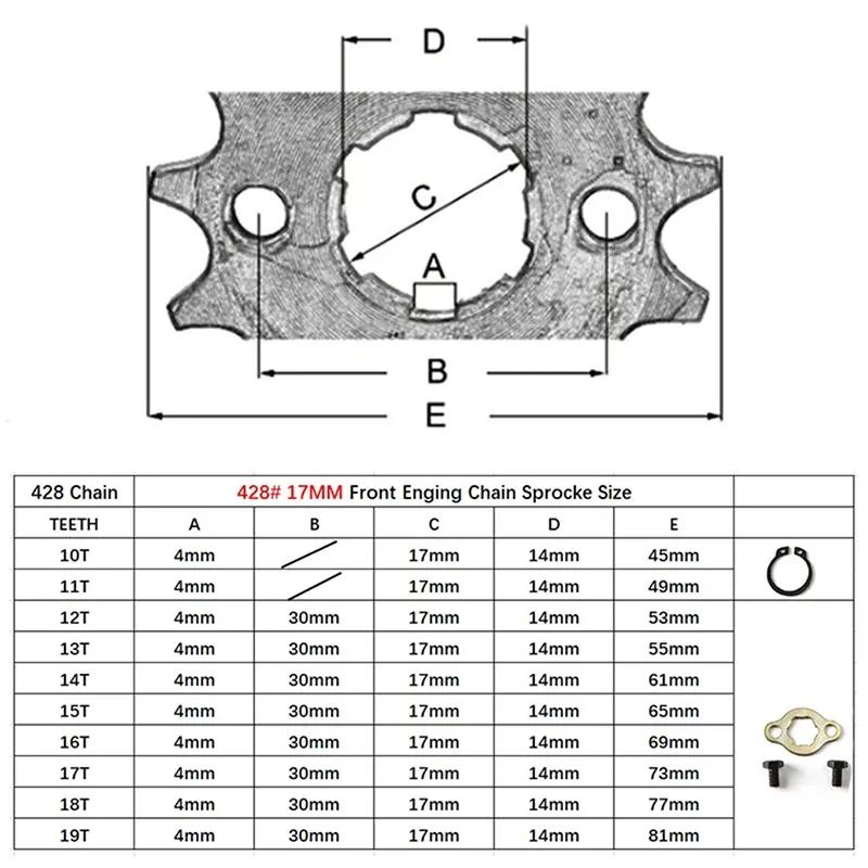 428 Chain 20mm 10 11 12 13 14 15 16 17 18 19 Teeth Front Engine Sprockets For 50 110 125 160cc Dirt Pit Bike ATV Quad Motorbike