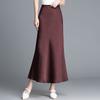 High Waist Satin Long Skirt Flattering Fish Tail Hem Simple and Chic