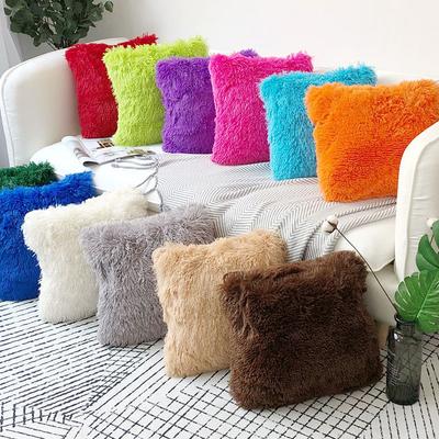 Funda de Almohada de Felpa Nórdica Moderna Simple Felpa de Cristal Suave Cómoda Funda de Cojín de Color Sólido Funda de Cojín