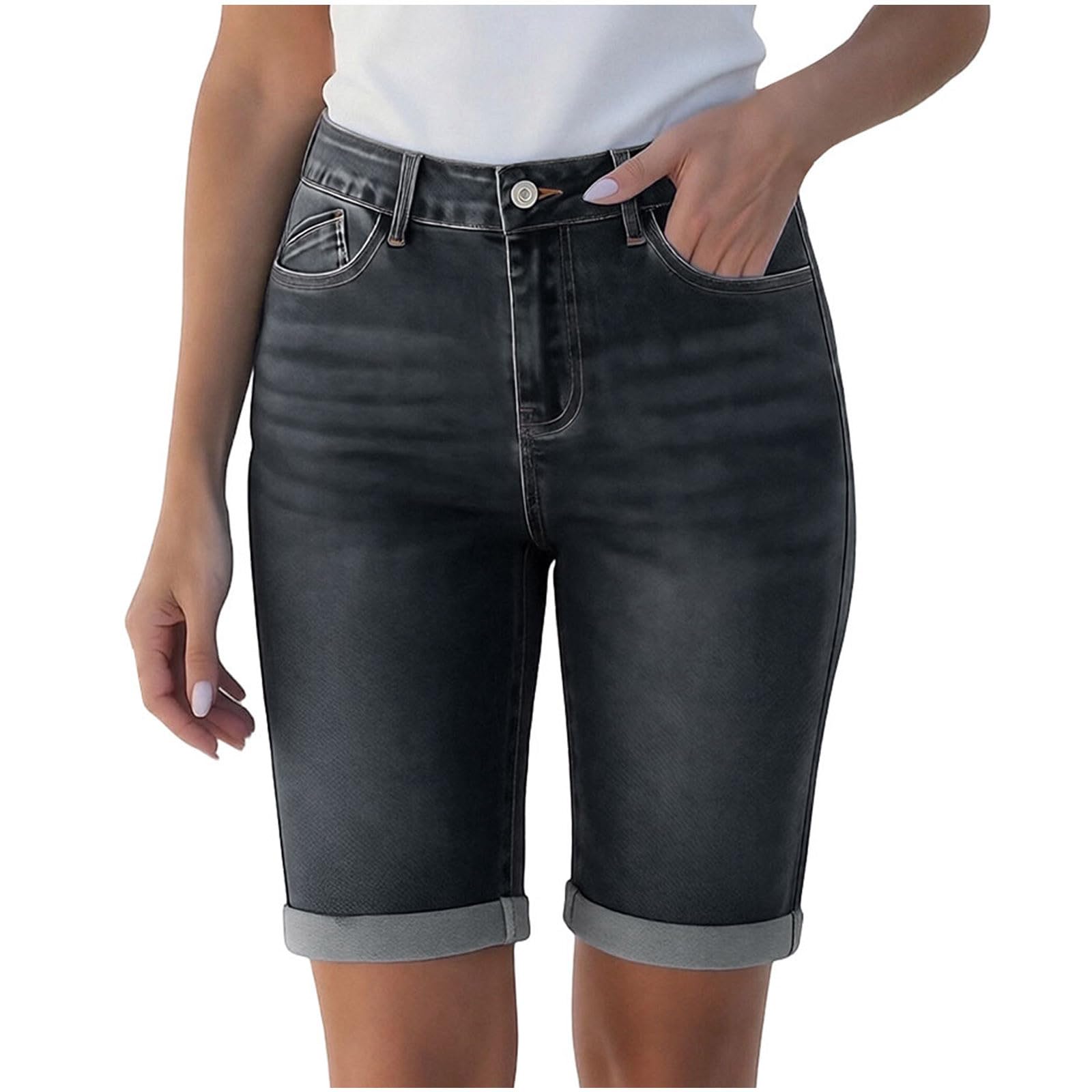 

Ladies Casual Versatile Fashionable Denim Shorts L чёрный