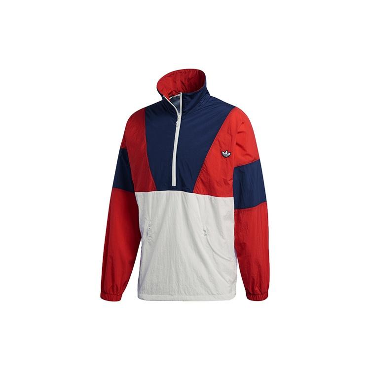 Adidas Originals Jackets Men's Bright Red Stand Collar Moderate Straight Fit FM2201
