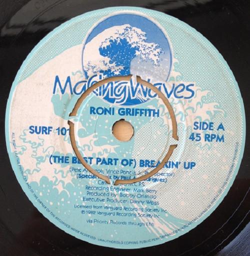 

7-дюймовая пластинка RONI GRIFFITH The Best Part Of Breakin Up SURF101 Making Waves 1982 UK Dance Электроника Б/у