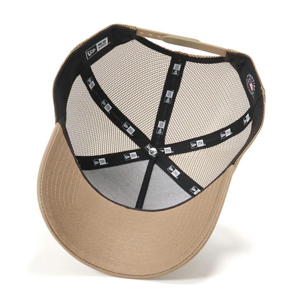 New Era 9FORTY A-Frame Trucker Mesh Cap MLB New York Yankees NY Khaki Beige ONSPOTZ Exclusive Men Women Adjustable Baseball Hat UV Protection