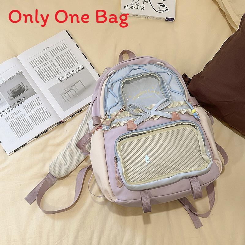 

Teenage Girl School Backpack With Nylon Material And Dual Shoulder Straps For Campus Use фіолетовий