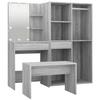 Vidaxl Dressing Table Set with LED Lighting, Sonoma Oak Grey