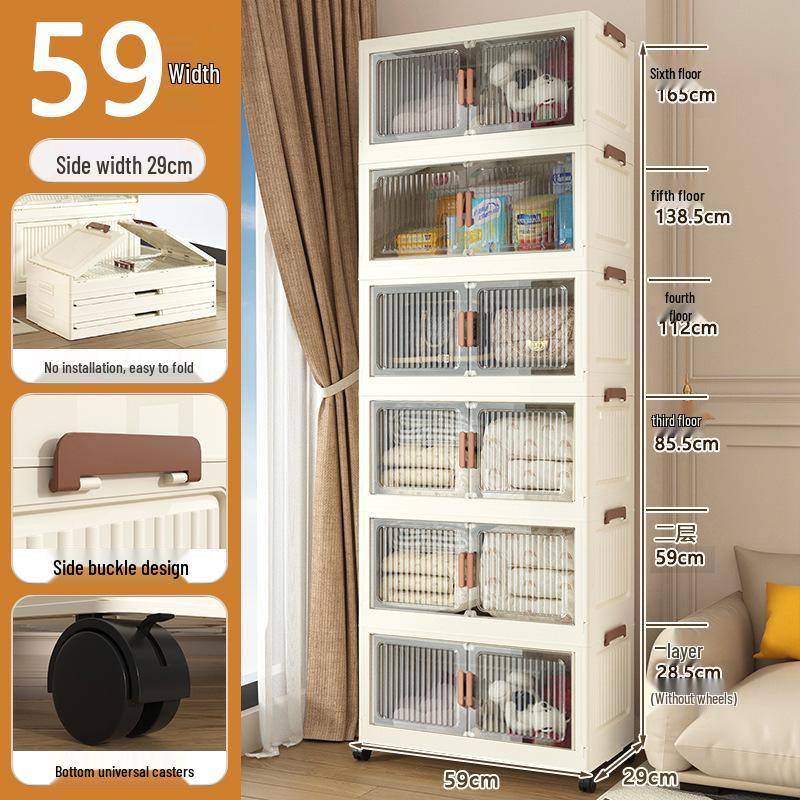 45-90 Wide Multi-layer Folding Plastic Storage Cabinet for Baby Wardrobe Organizer