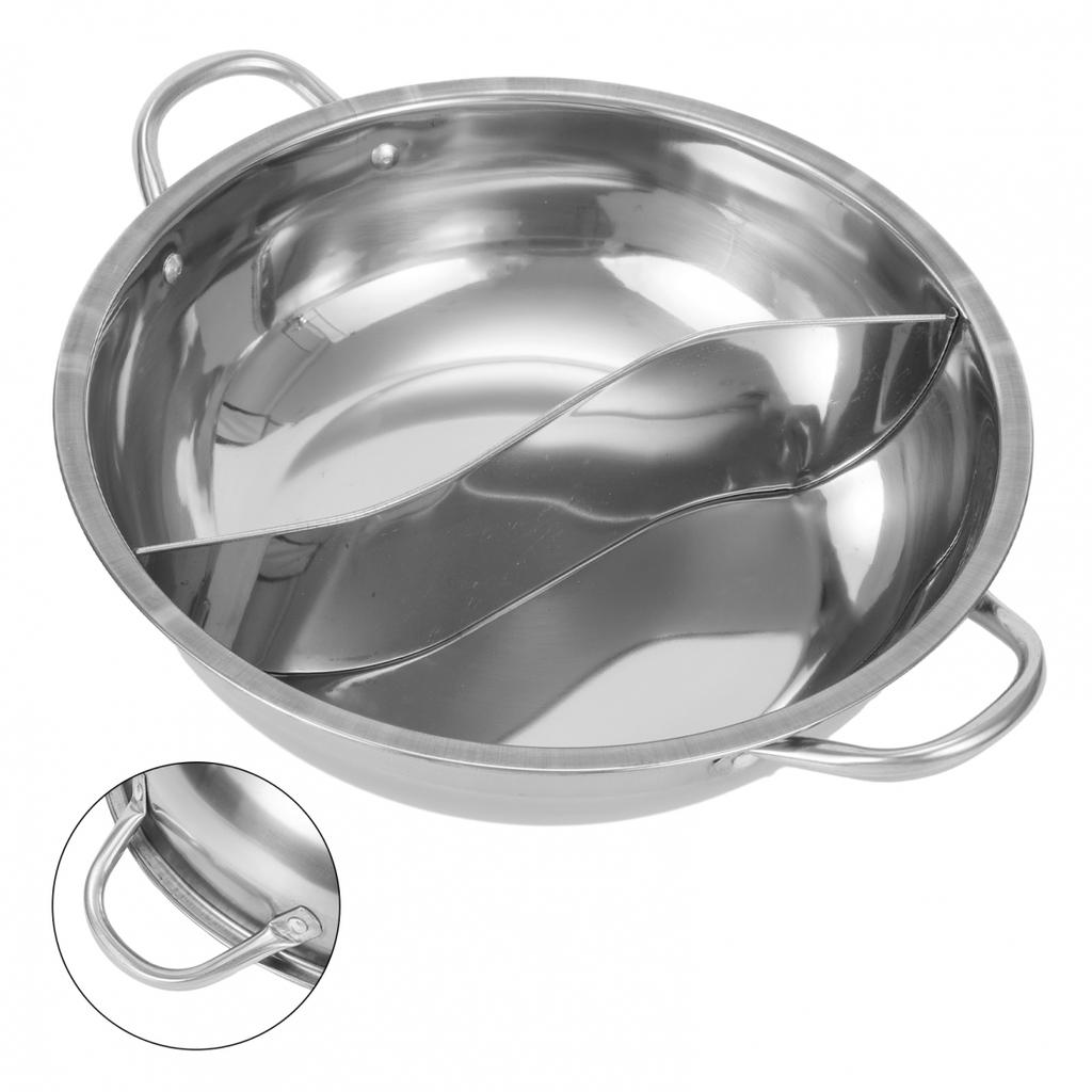 Hot Pot Twin Divided Stainless Steel Cookware Dish Plate Gas Stove Home Hotpot