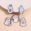 Halloween Ghost Metal Brooch - Creepy Cute Geometric Backpack & Scarf Clip Badge