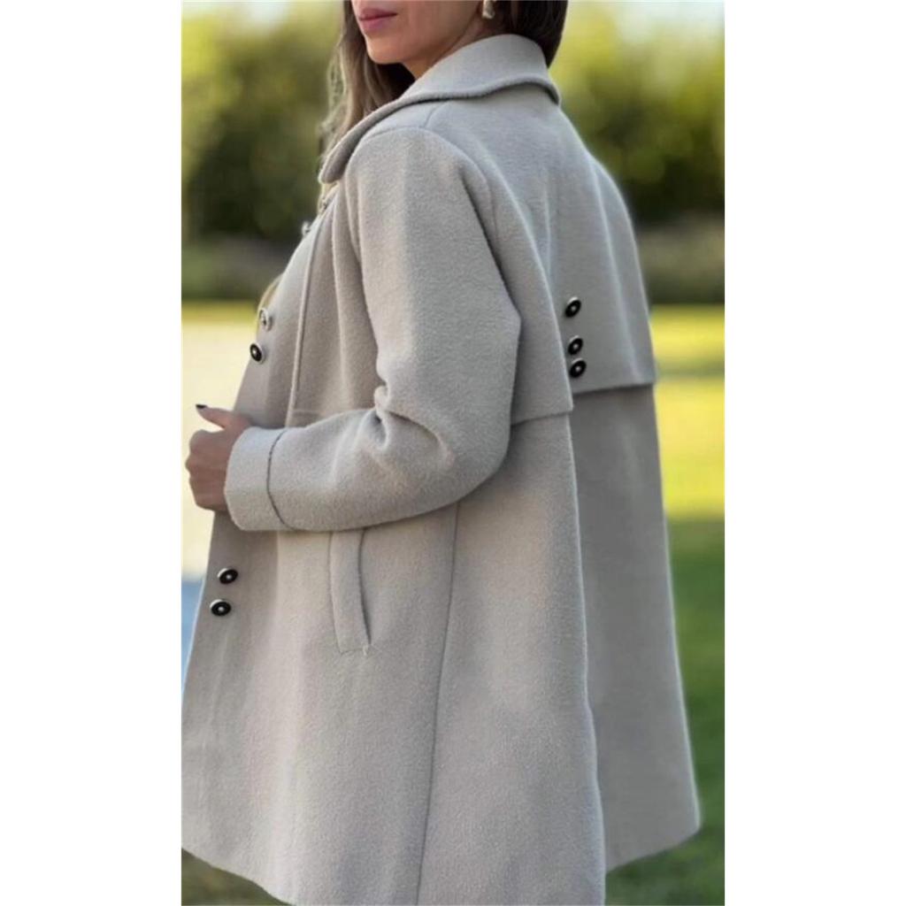 2025 Autumn Winter Fashion Wool Blend Coat Women's Single Breasted Warm Outerwear with Fleece Lining
