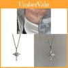 Geometric Cross Zircon Necklace With Titanium Steel Chain For Women And Men