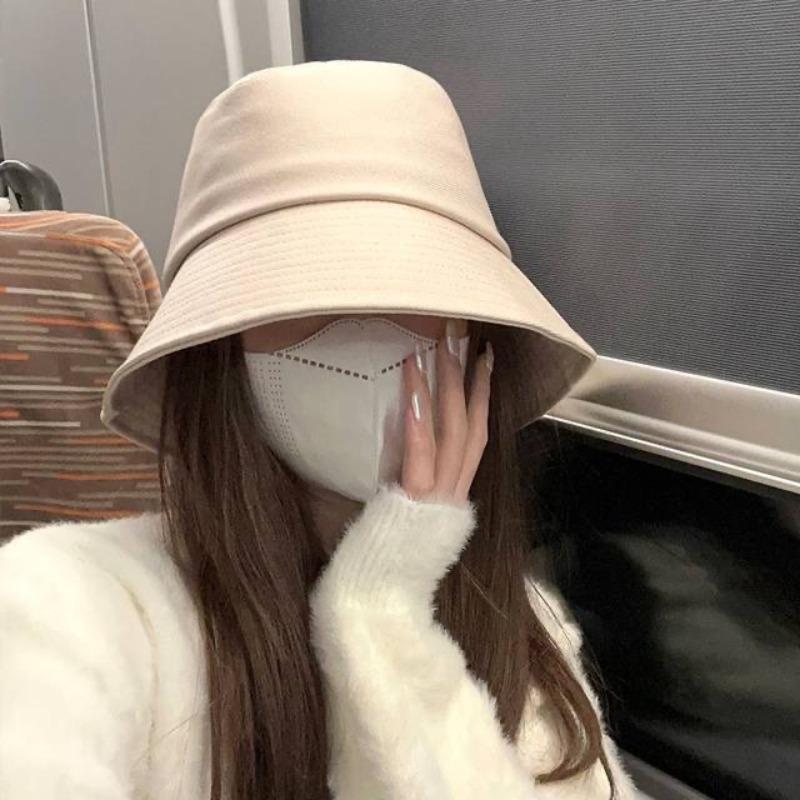 Summer Foldable Bucket Hat Outdoor Sunscreen Solid Color Unisex Fisherman Fishing Hat Cap