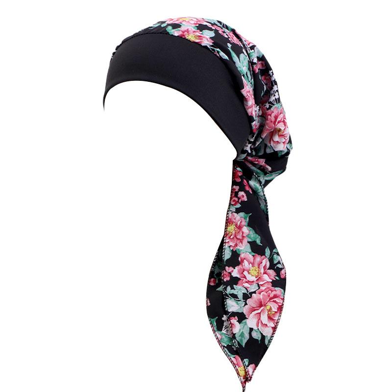 Ethnic Style Strap Headscarf Cap, Elastic Wide-Edge Streamer Headband Chemotherapy Cap Home Hat Jdt-329C