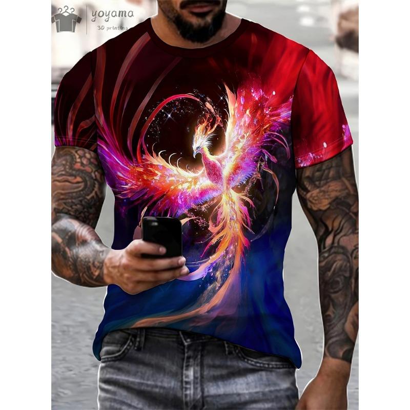 Fashion Personality Men T-Shirt Dragon Pattern 3D Printed Harajuku Street Short Sleeve O Neck T Shirts Oversized Tee Casual Tops