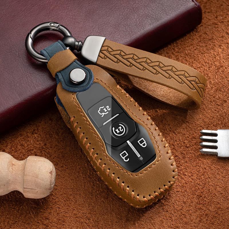 

For Ford Fusion F-150 Edge Explorer Mustang Lincoln MKZ MKC Platinum 2016 F150 Lariat 4 5 Buttons Leather Car Remote Key Case Cover 4 5 BUTTON коричневый