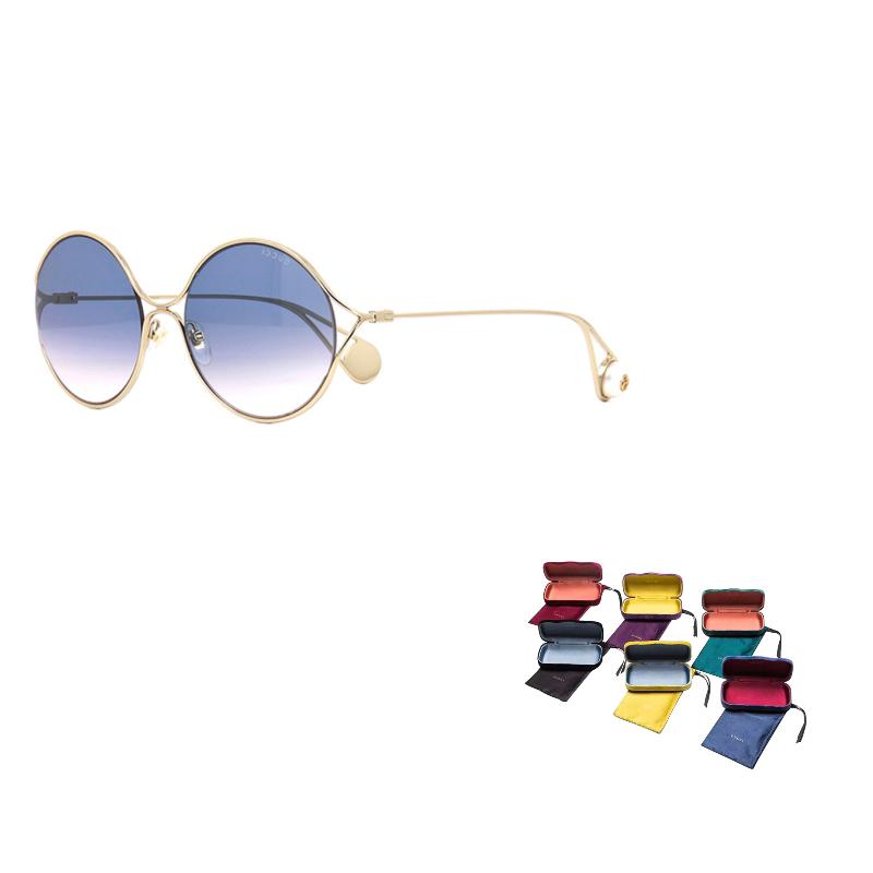 Gucci Mode Vintage Runder Rahmen Metall Perle Runde Sonnenbrille Damen Sonnenbrille GG0253S-003 Dust Bag+Eyeglass Case (Random Color) gray