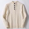 Cable Knit Sweater for Men Button Henley Collar Long Sleeve Knitted Pullover Tops Casual Warm Sweaters Men's Lightweight Soft Fall Spring Sweater