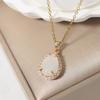 Teardrop Pendant Necklace for Women Golden Stainless Steel Clavicle Chain Wedding Party Daily Wear Jewelry Accessories